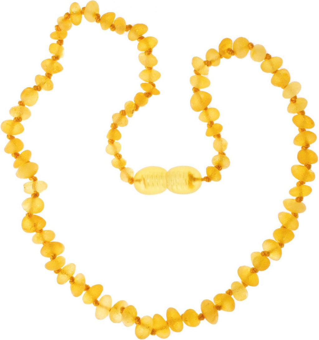 Barnsteen ketting – citroen – semi ronde ruwe kraaltjes – 33 cm