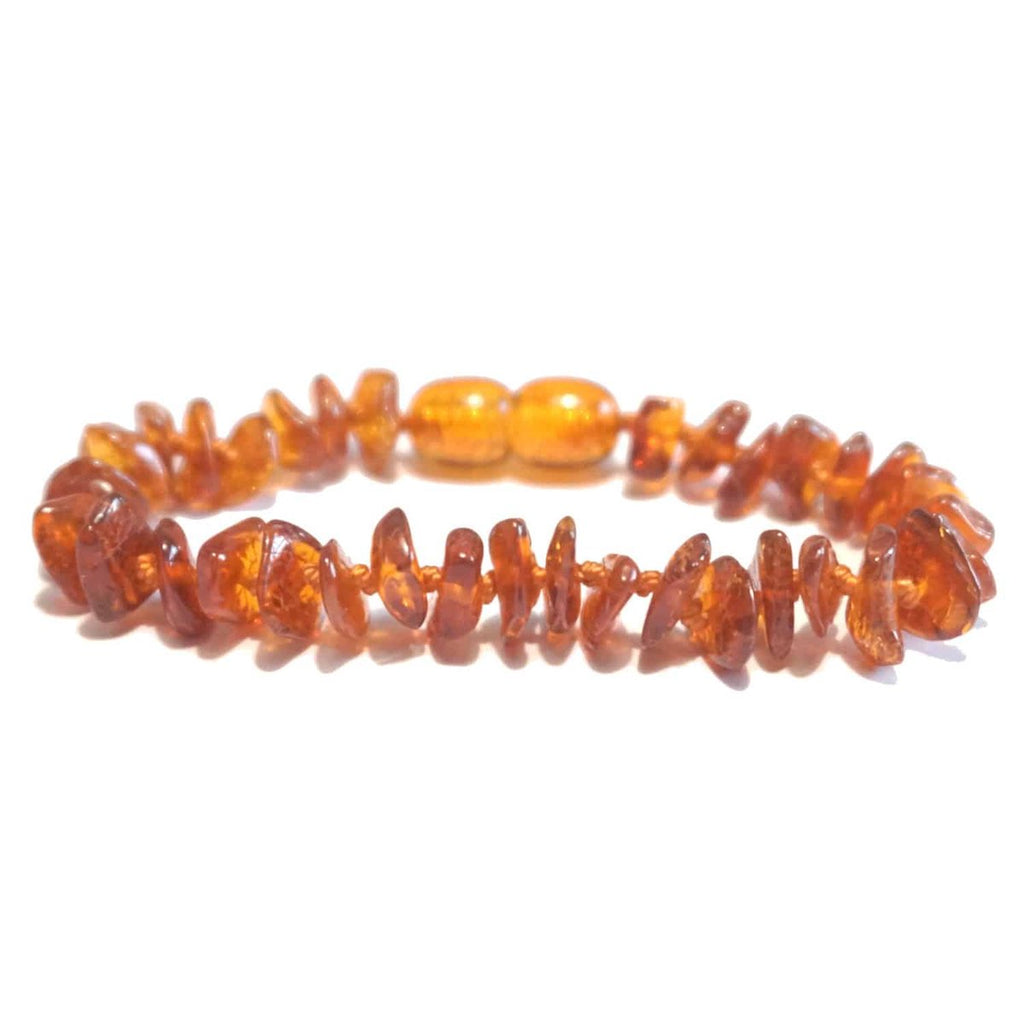 Barnsteen armbandje – cognac – chips gepolijst – 14 cm