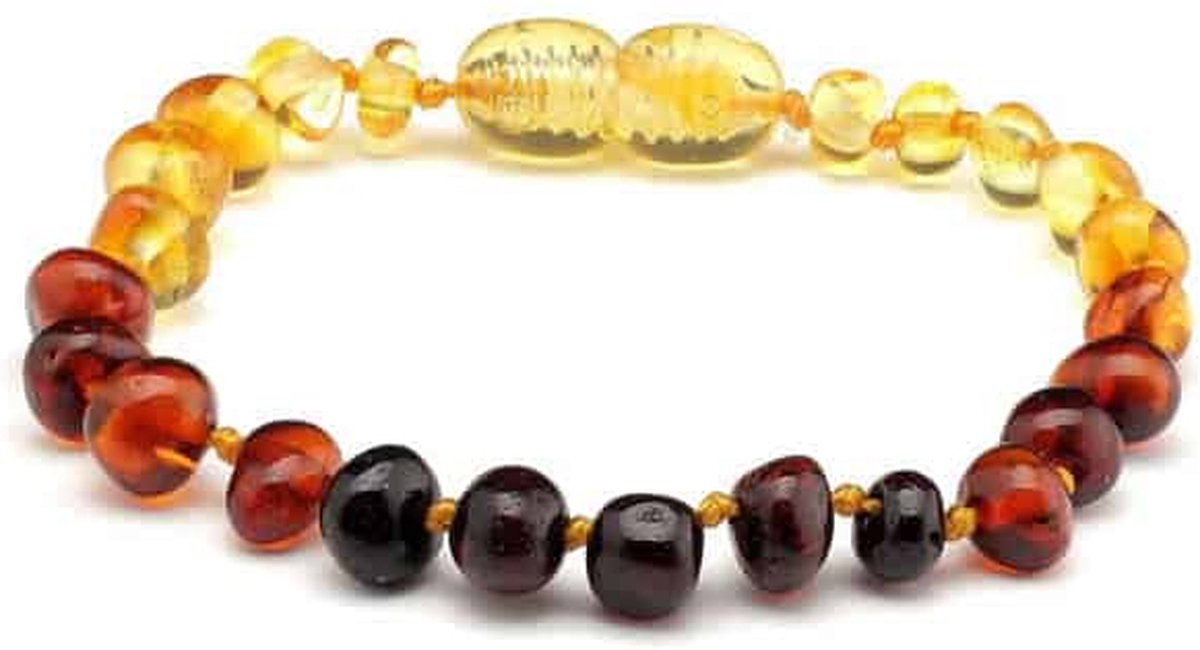 Barnsteen armbandje – regenboog – ronde steentjes – 14 cm