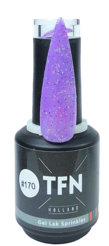 TFN Gellak Sprinkles 170 Paars met Roze en Gele Spikkels