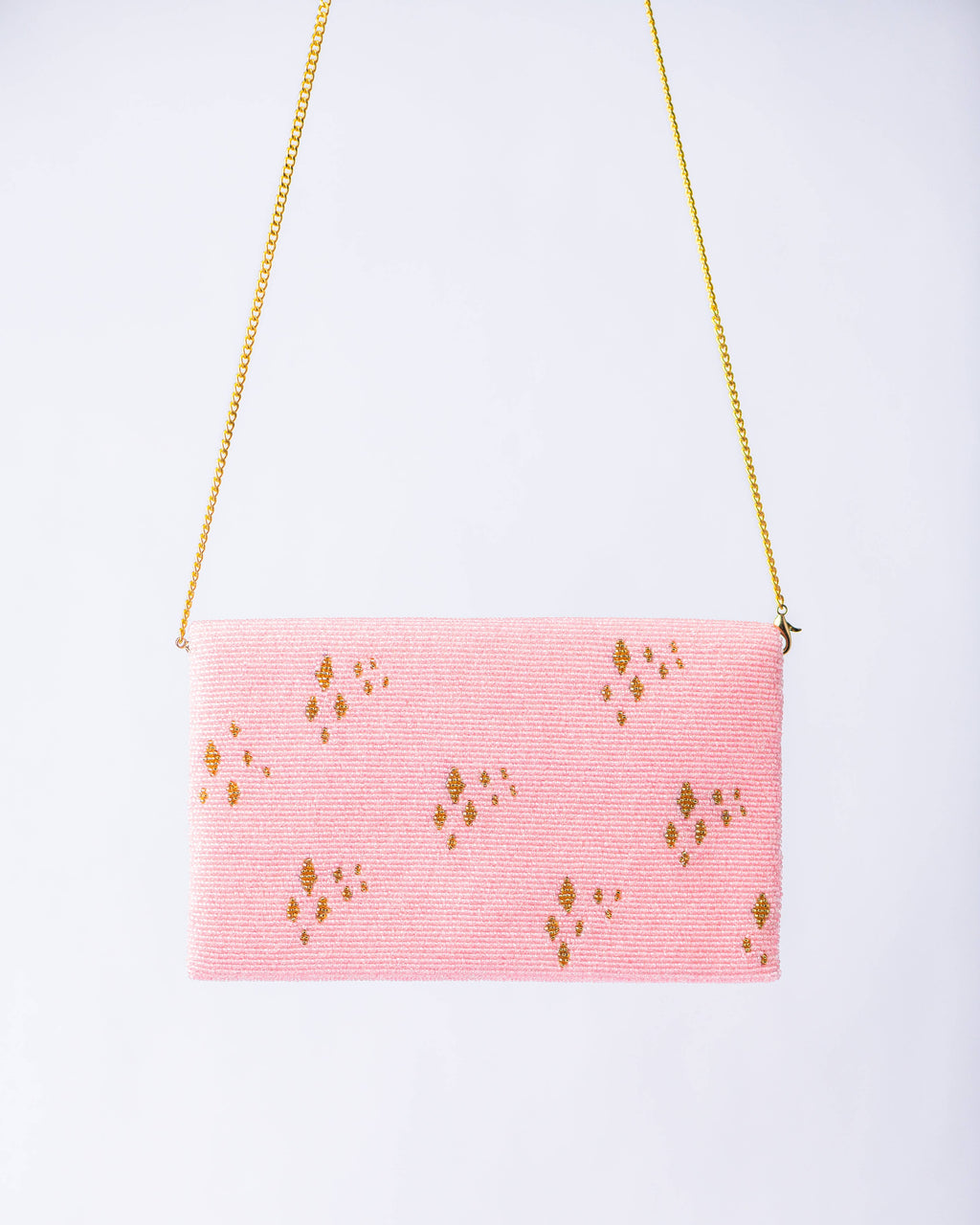 Pria Handmade - Beaded Bag schoudertas clutch Howdy Y'all lichtroze
