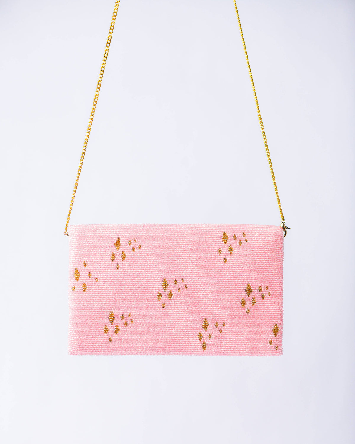 Pria Handmade - Beaded Bag schoudertas clutch Howdy Y'all lichtroze