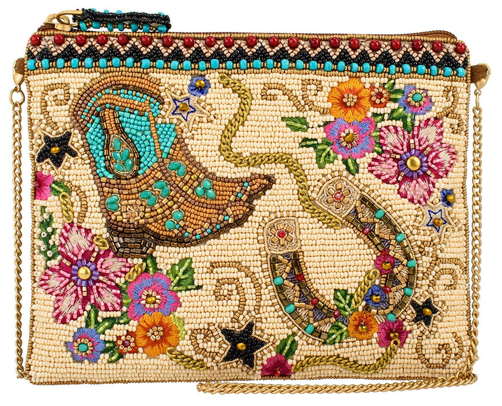 Mary Frances - On The Range Westernlaarzen en Hoefijzer Ivoor Luxe Kralen tasje