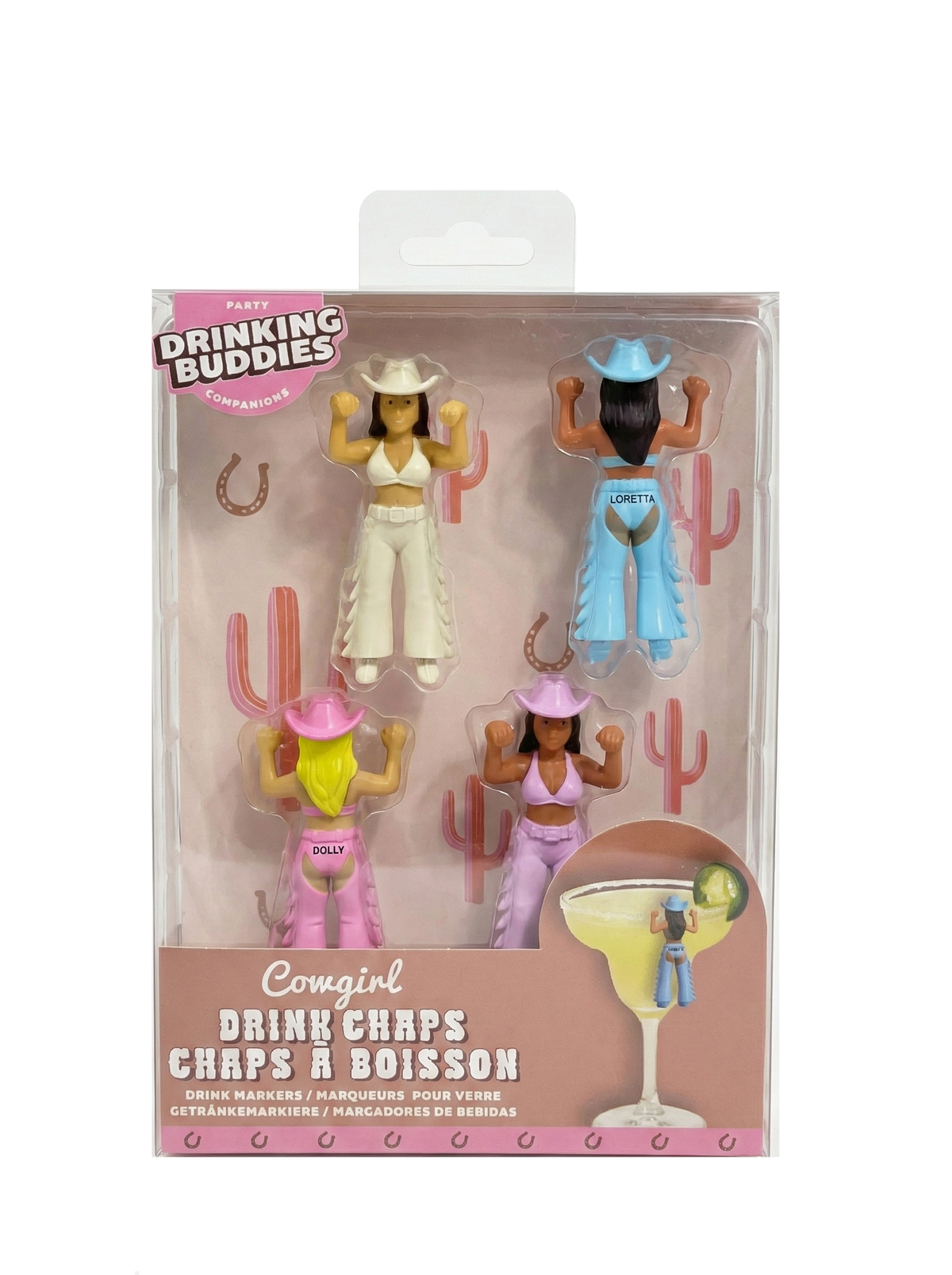 NPW - Drinking Buddies Cowgirl Chaps drinkmarkers 4 stuks