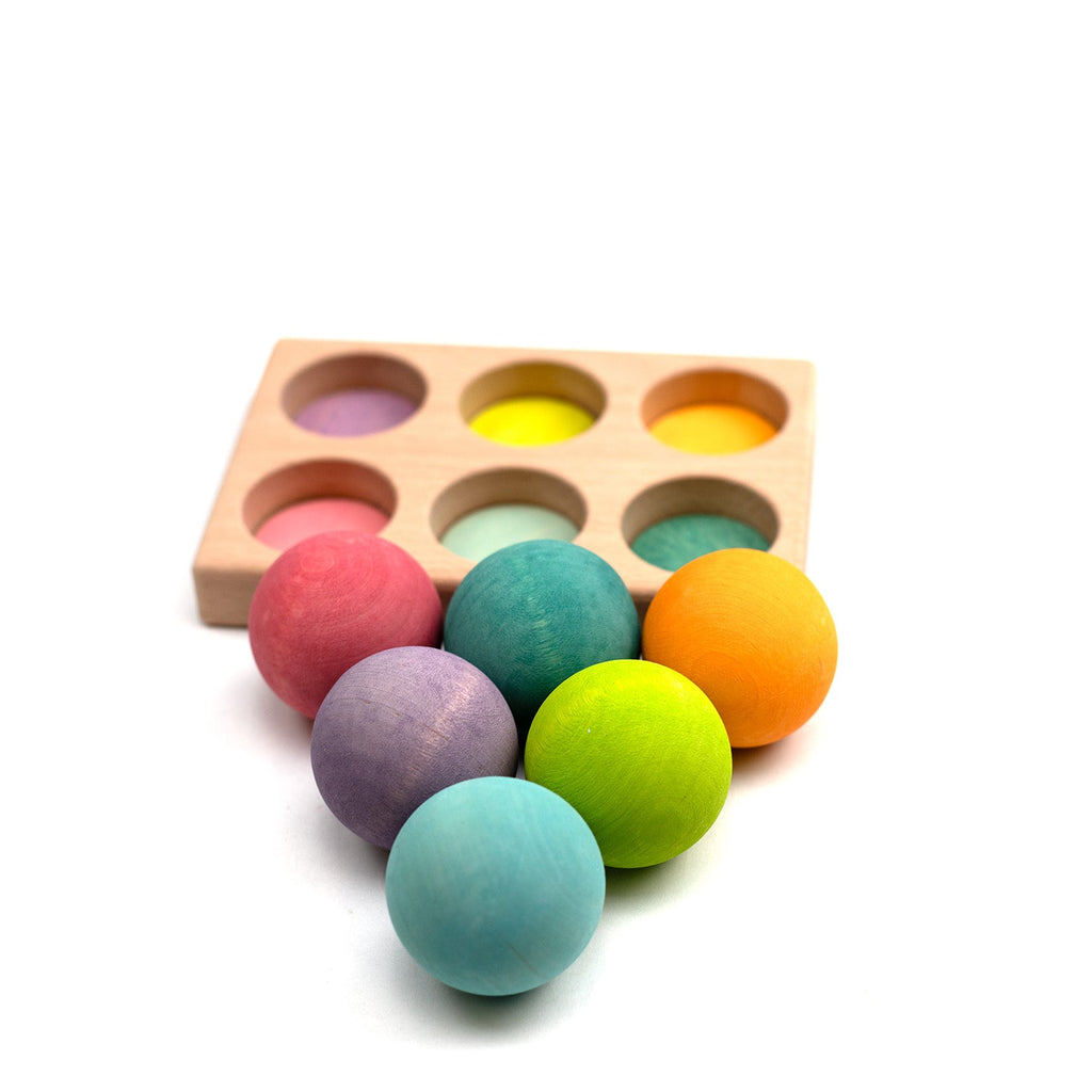 Houten speelgoed – Houten gekleurde ballen – montessori – open einde speelgoed