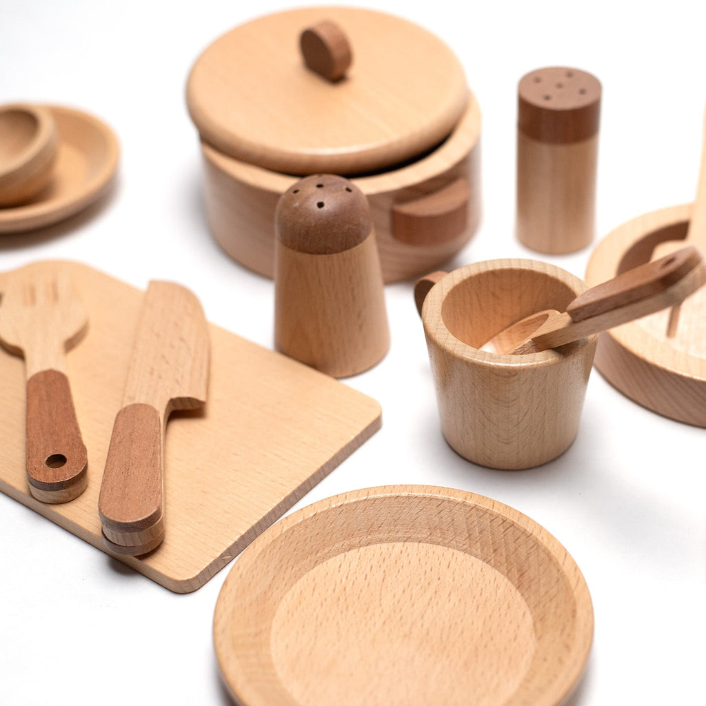 Houten speelgoed – Kookset/eetset – montessori – open einde speelgoed