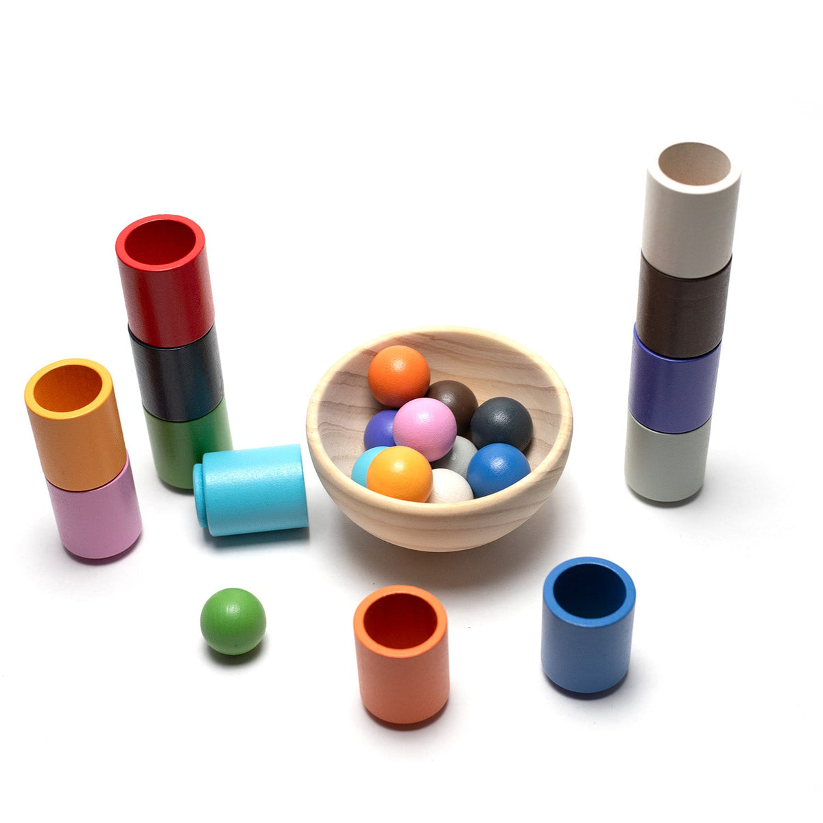 Houten speelgoed kopjes en ballen set – montessori – open einde speelgoed
