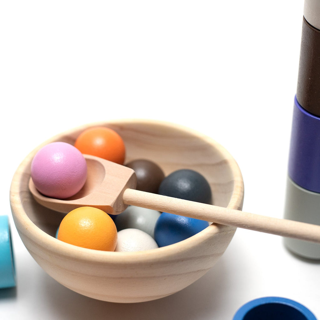 Houten speelgoed kopjes en ballen set – montessori – open einde speelgoed