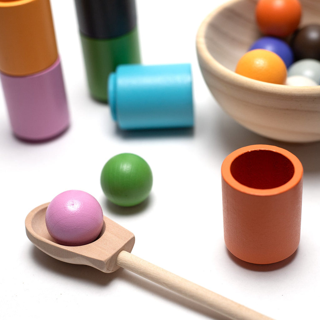 Houten speelgoed kopjes en ballen set – montessori – open einde speelgoed