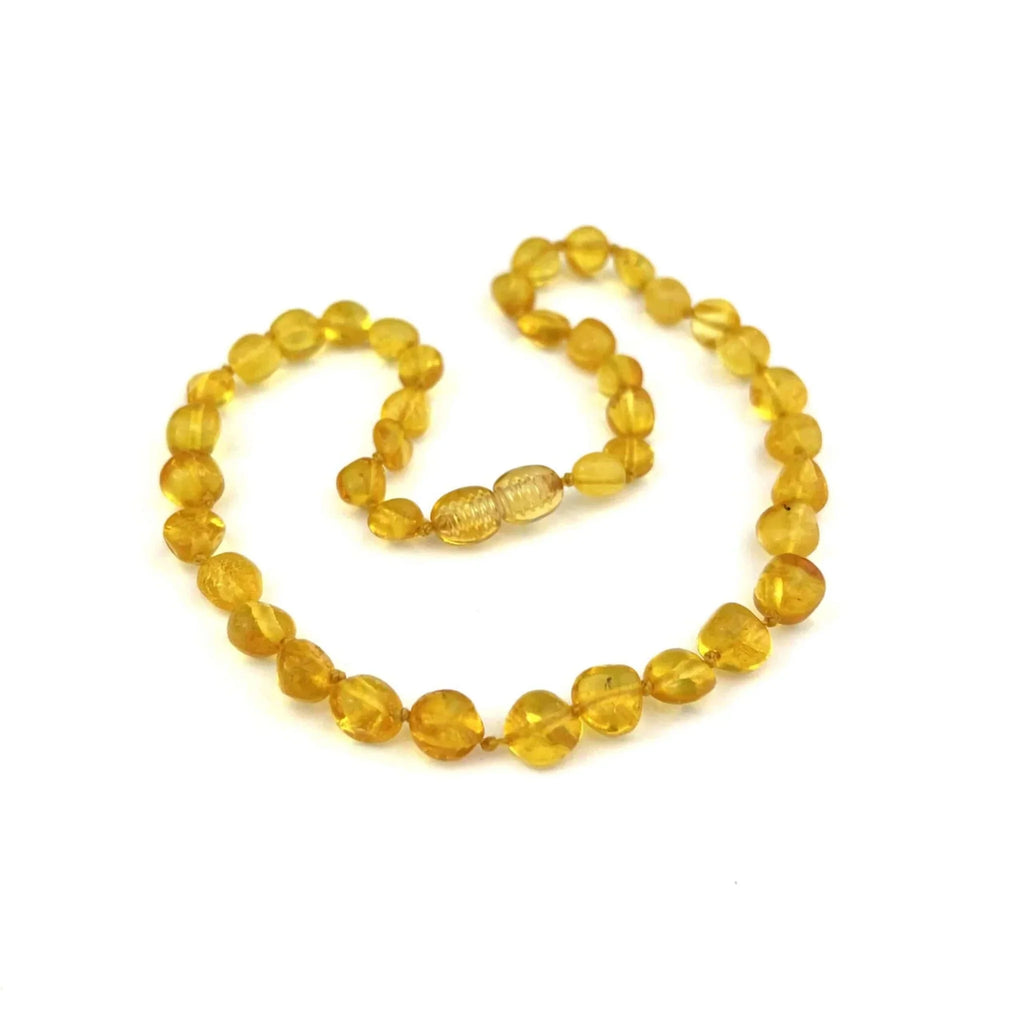 Barnsteen ketting – citroen ronde kraaltjes – 33 cm