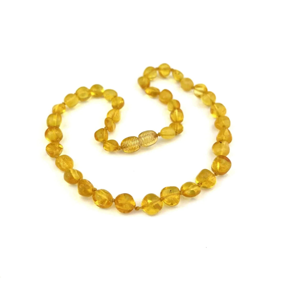 Barnsteen ketting – citroen ronde kraaltjes – 33 cm