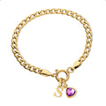 Letter & birthstone bracelet gold