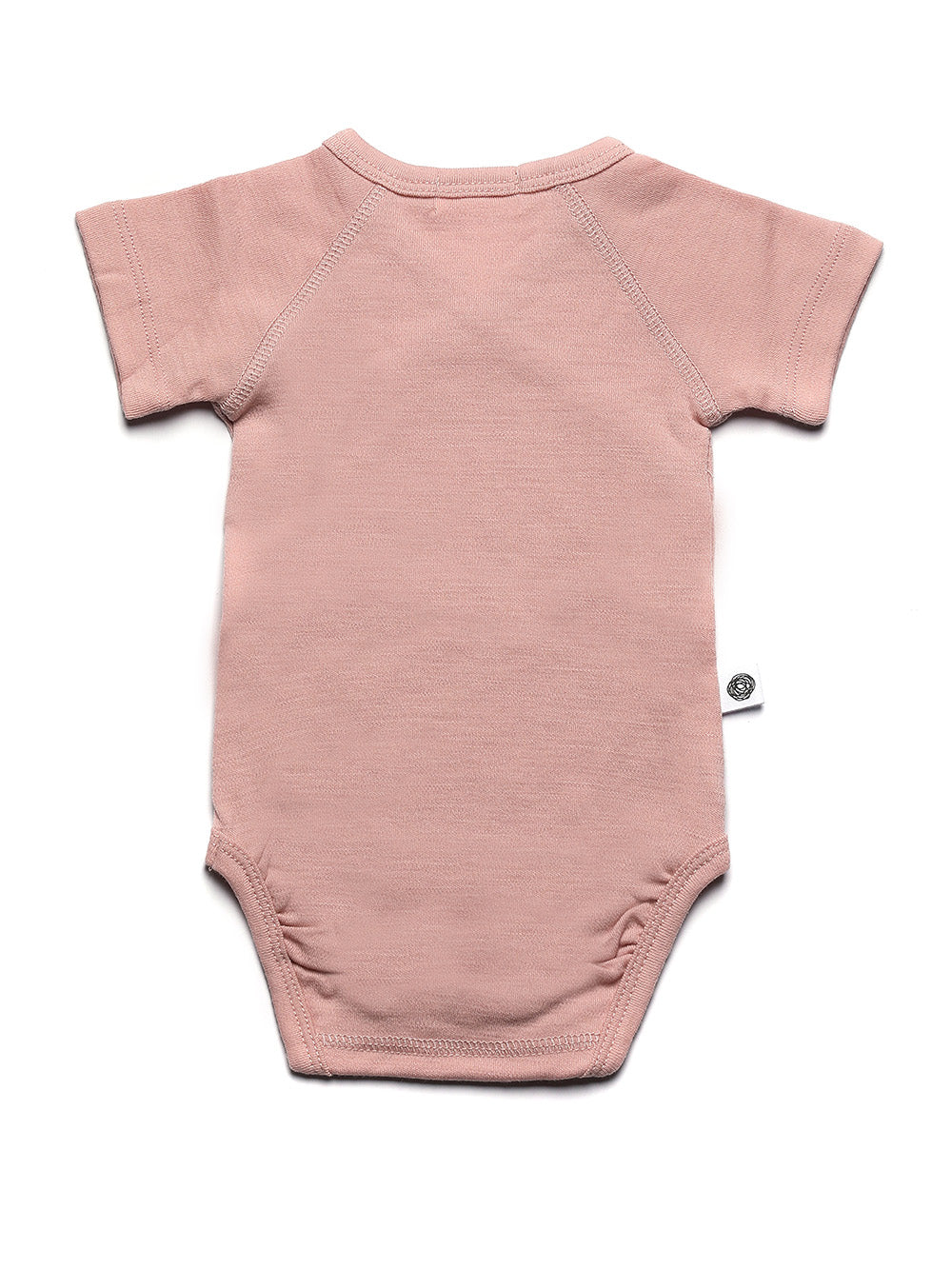 Wollen overslagromper korte mouw – merinowol – Misty Rose