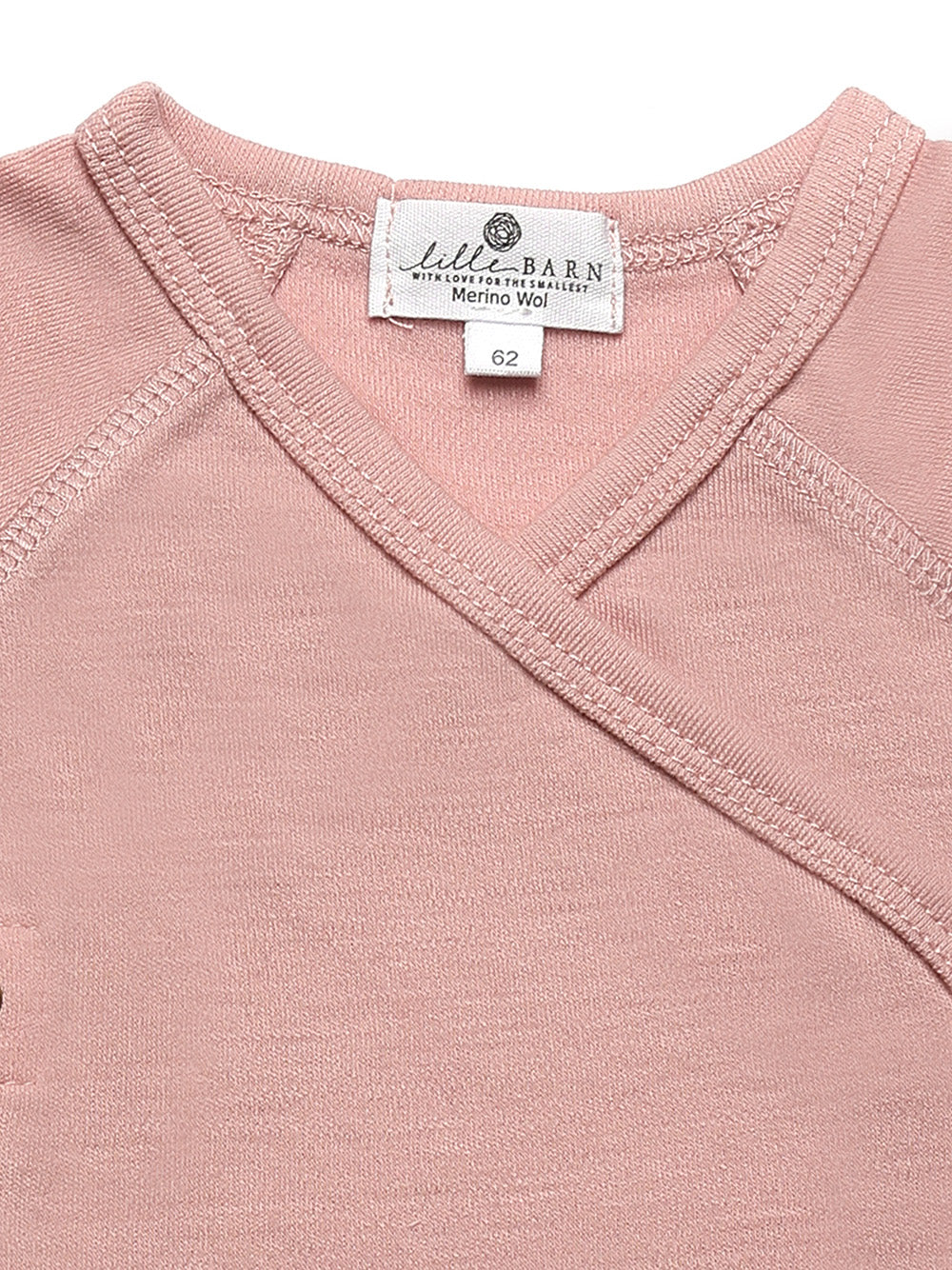 Wollen overslagromper korte mouw – merinowol – Misty Rose