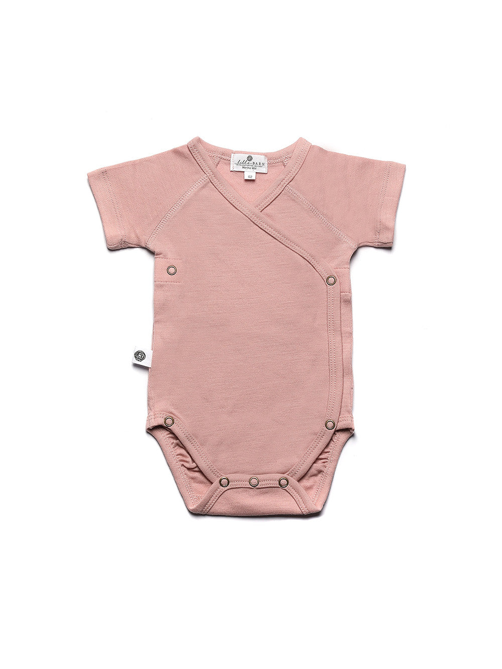 Wollen overslagromper korte mouw – merinowol – Misty Rose