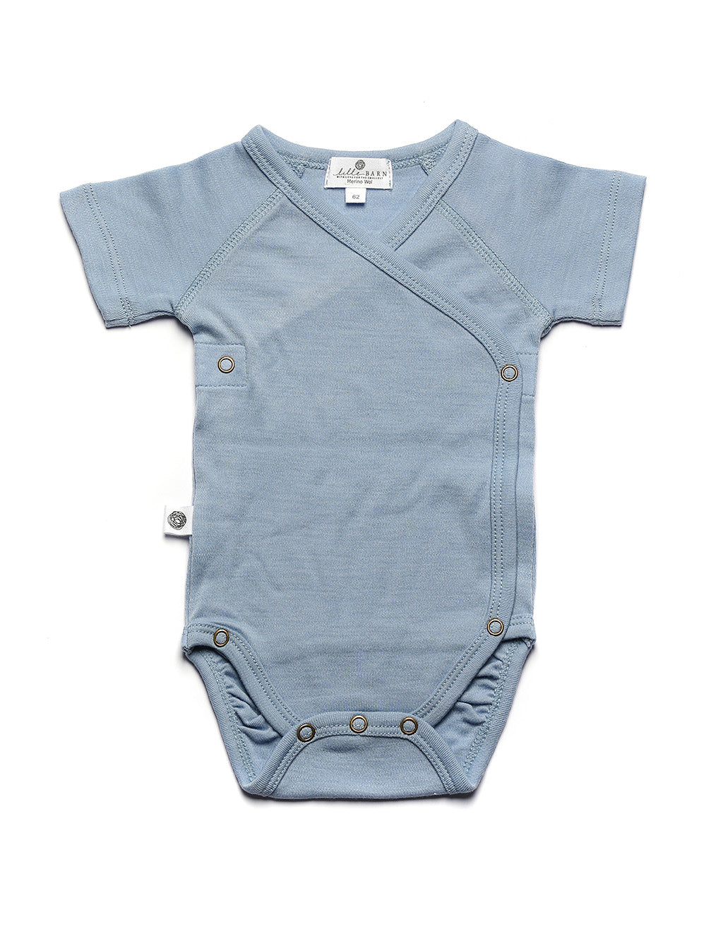 Wollen overslagromper korte mouw – merinowol – Blue Fog