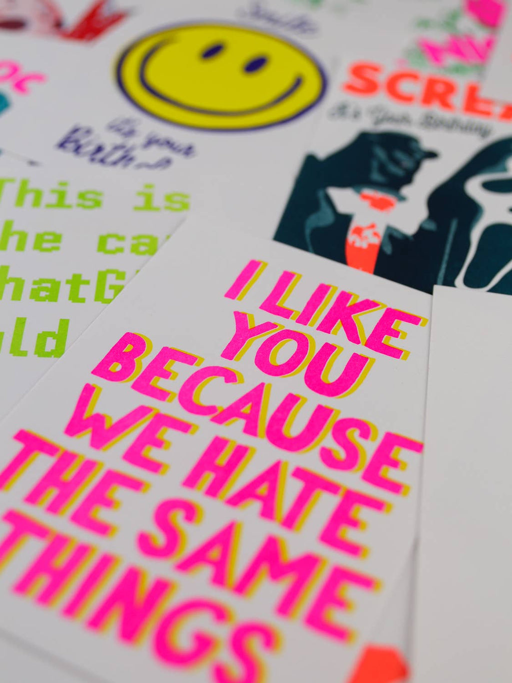 Studio Inktvis - I like you because we hate the same things Riso Postcard