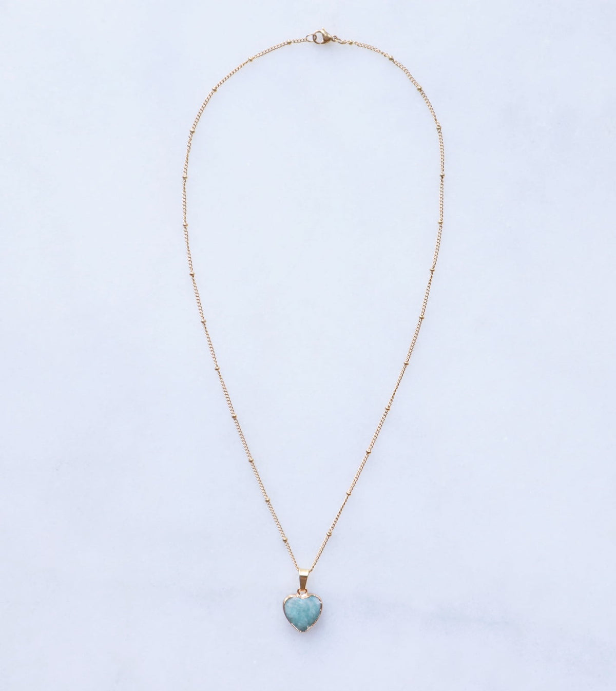 Amazonite Heart Necklace for Happiness & Confidence