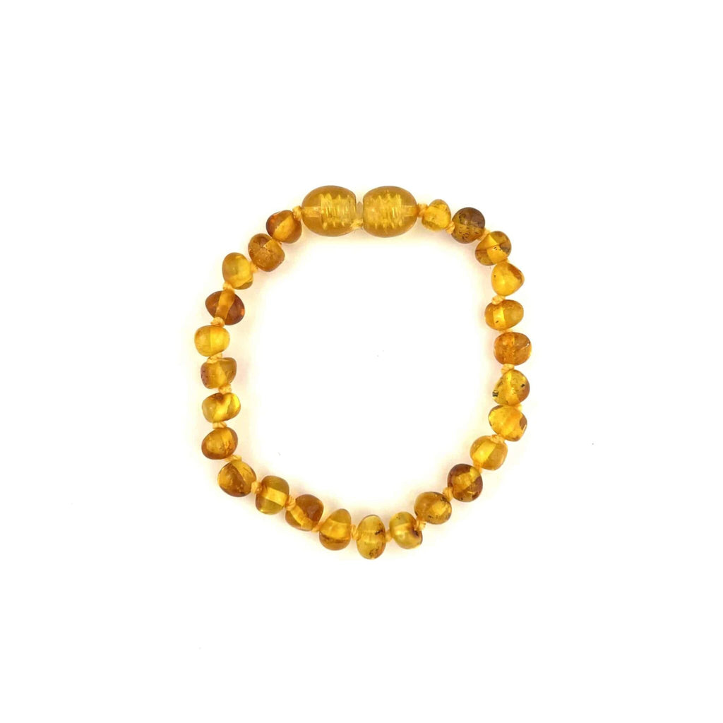 Barnsteen armbandje – ronde kraaltjes – 14 cm – Honing