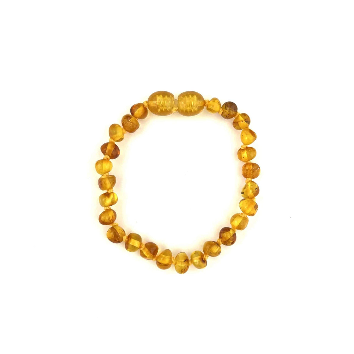 Barnsteen armbandje – ronde kraaltjes – 14 cm – Honing