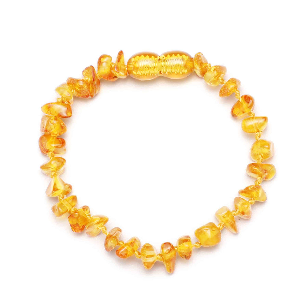 Barnsteen armbandje – citroen – chips gepolijst – 14 cm
