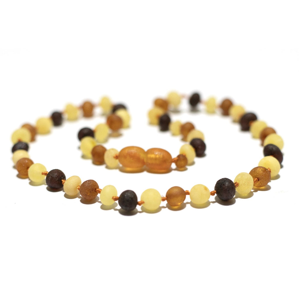 Barnsteen ketting – ruwe ronde kraaltjes – 36 cm – 4 kleuren