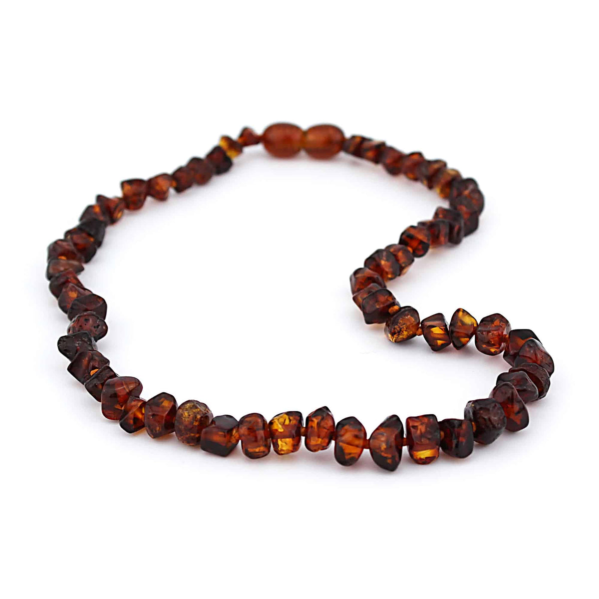Barnsteen ketting – afgevlakte gepolijste kraaltjes – 33 cm – Bruin