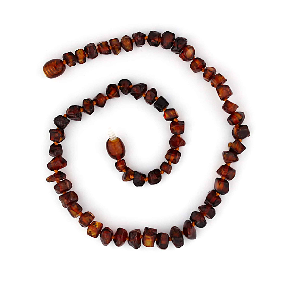 Barnsteen ketting – afgevlakte gepolijste kraaltjes – 33 cm – Bruin