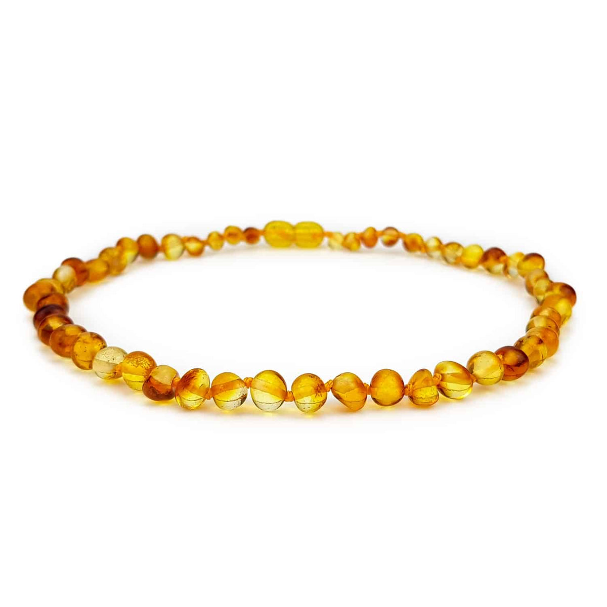 Barnsteen ketting – honing – gepolijste ronde steentjes – 33 cm