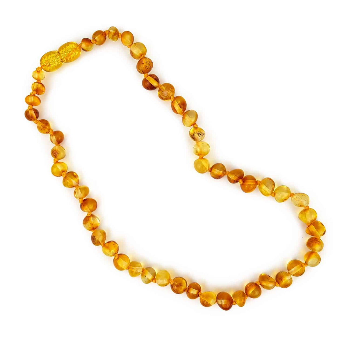 Barnsteen ketting – honing – gepolijste ronde steentjes – 33 cm