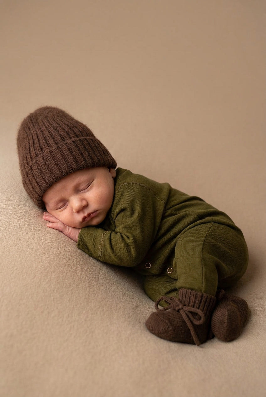 Wollen babypakje – merinowol – Fir Green