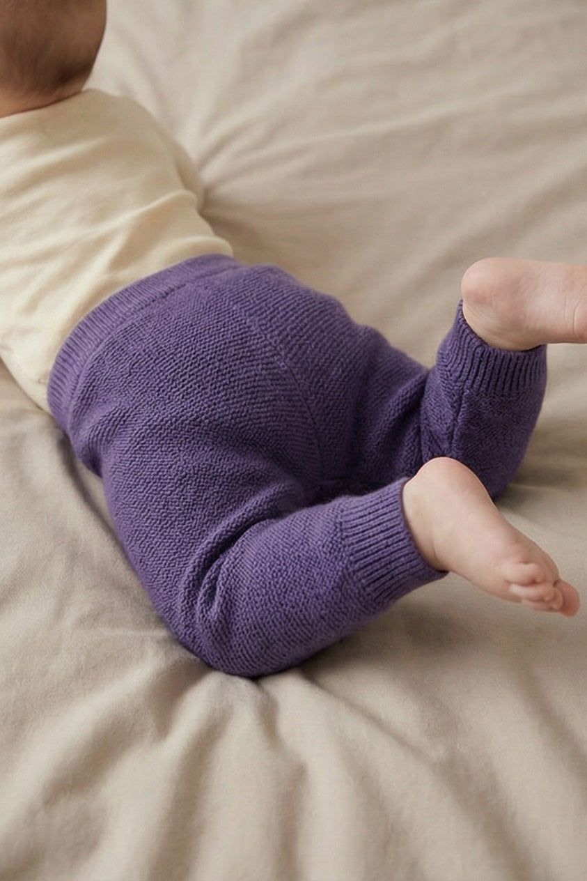 Merinowol gebreid babybroekje – Violet