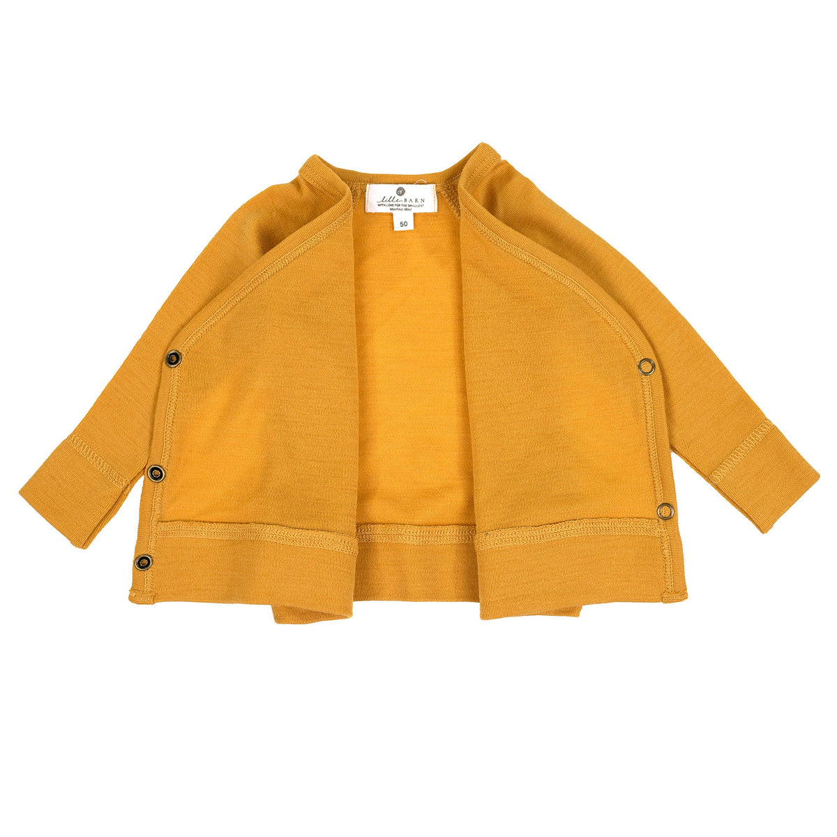 Baby wollen overslagtrui – merinowol – Harvest Gold
