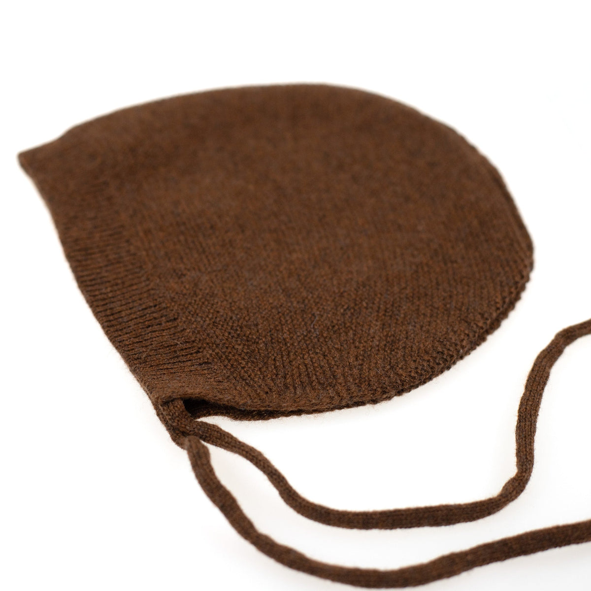 Wollen strikmuts baby gebreid – merinowol – Brunette