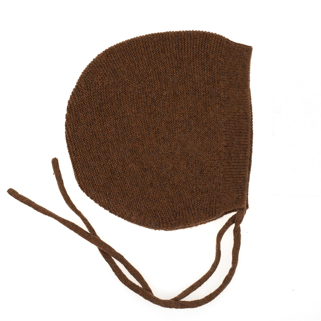 Wollen strikmuts baby gebreid – merinowol – Brunette