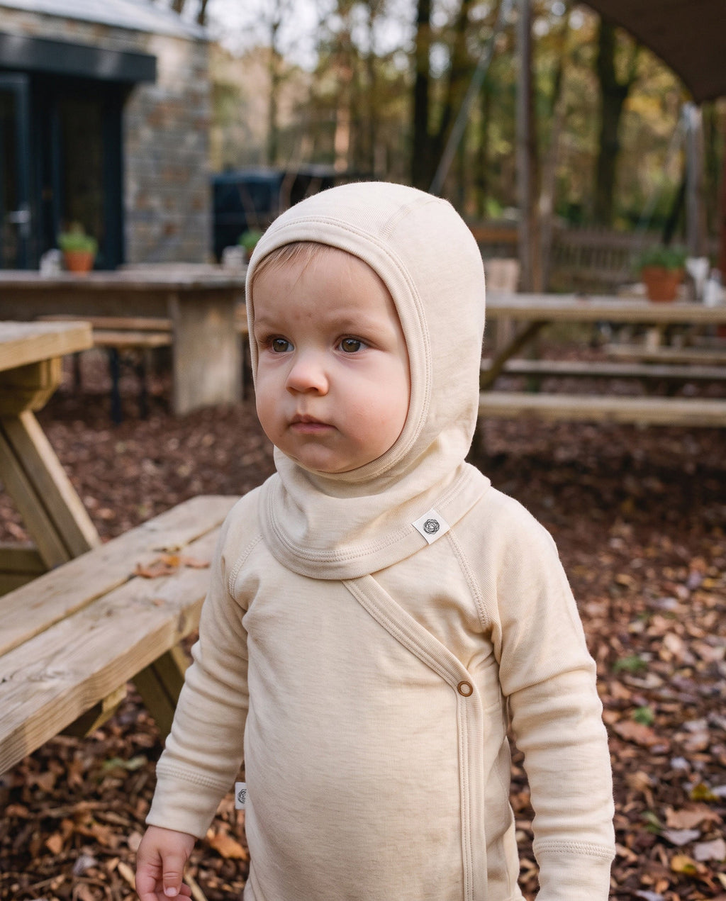 Wollen kinder balaclava / bivakmuts – Naturel