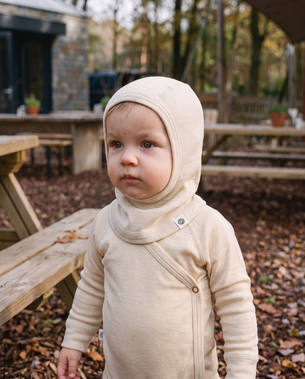 Wollen kinder balaclava / bivakmuts – Naturel