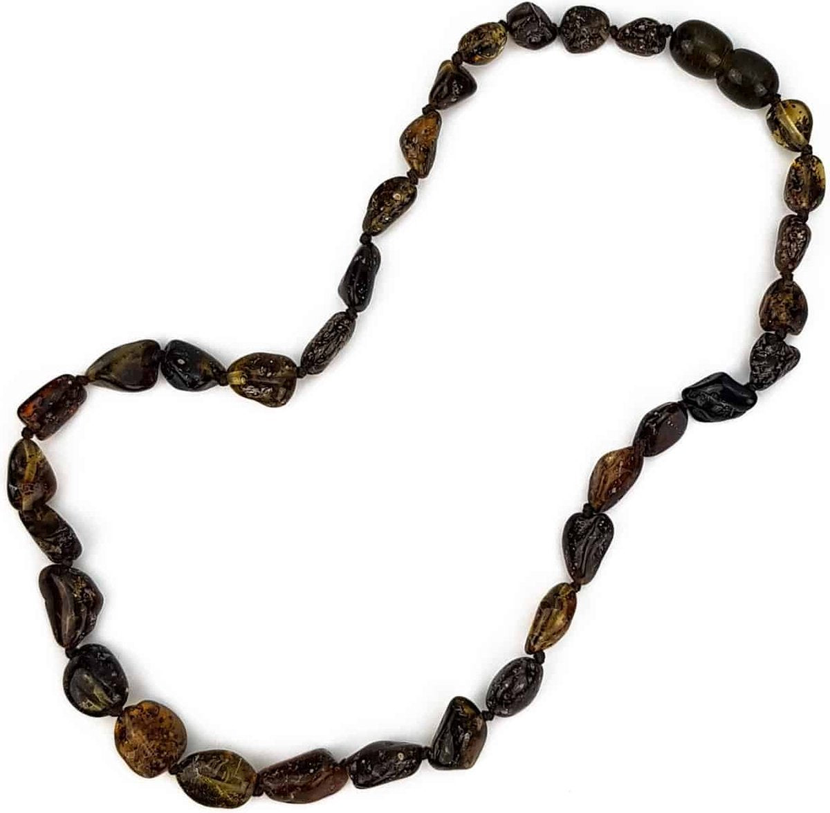 Barnsteen ketting – groen ovalen kraaltjes – 33 cm