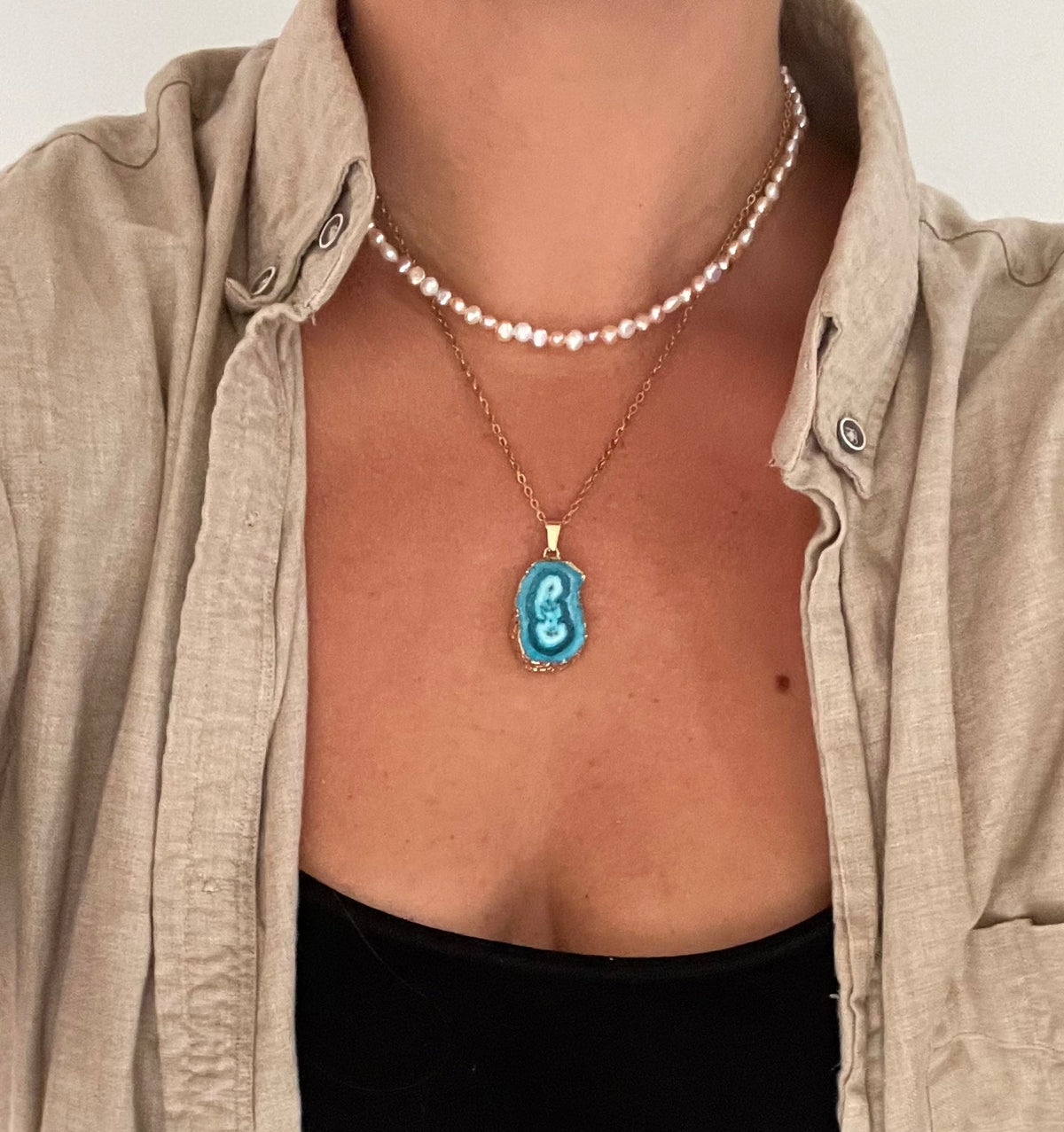 Turquoise Druzy Agate Necklace for Confidence