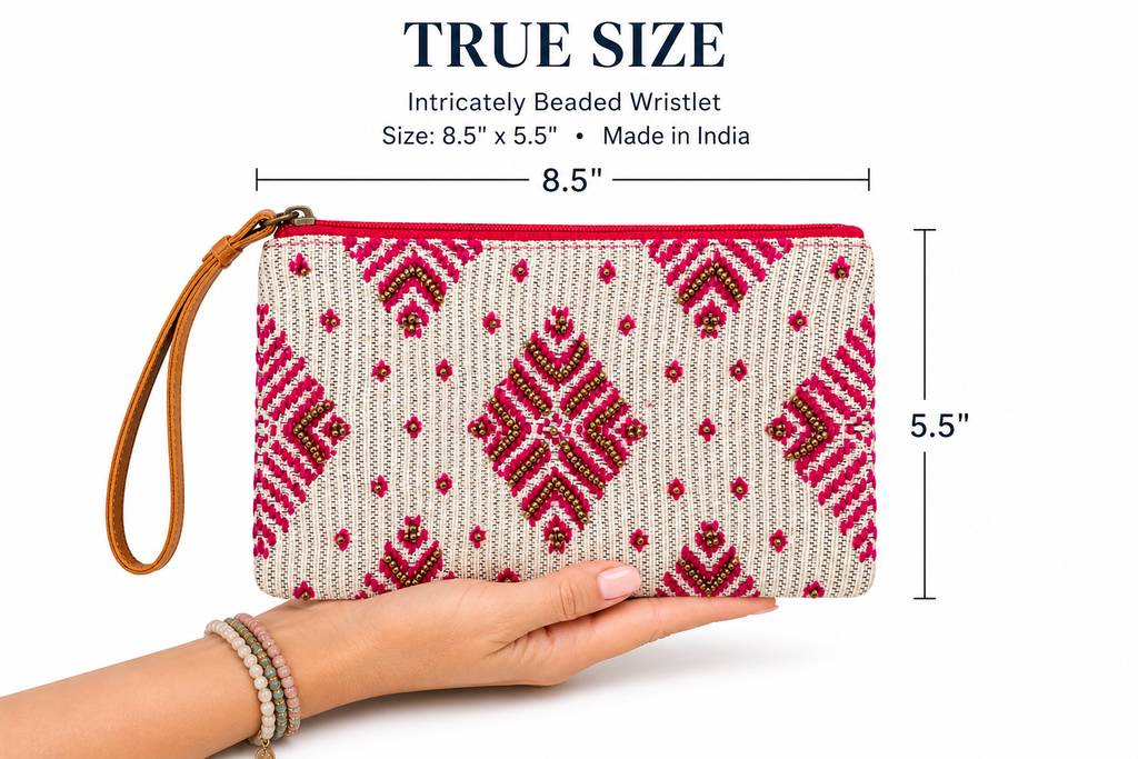 The Bling Barn - Beaded Bag handtas clutch met polsriem Rodeo Rose