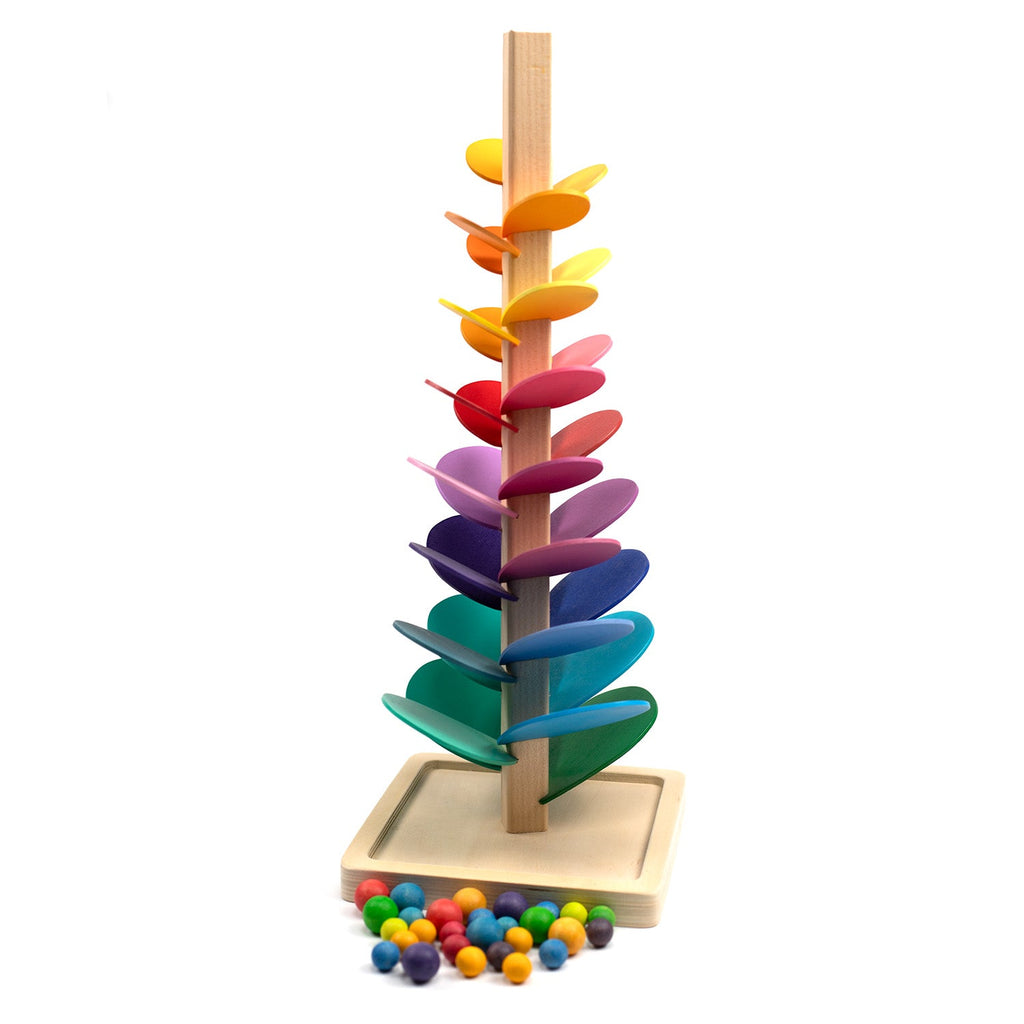 Houten speelgoed – Knikkerbaan boom klein – montessori – open einde speelgoed