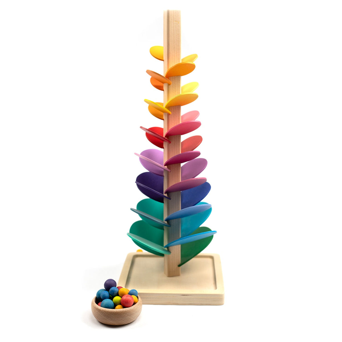 Houten speelgoed – Knikkerbaan boom klein – montessori – open einde speelgoed