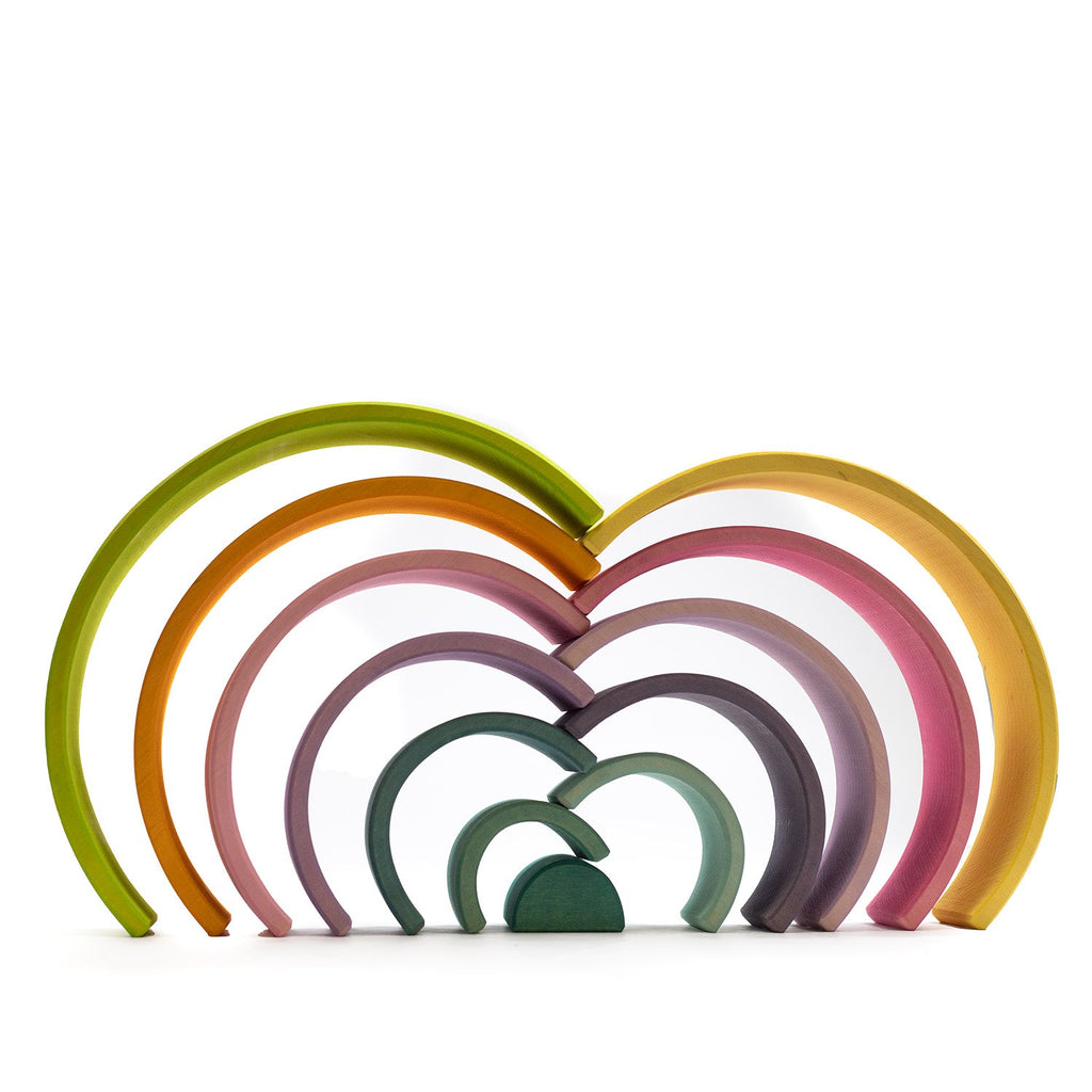 Houten speelgoed stapelaar – Regenboog pastel groot – montessori – open einde speelgoed