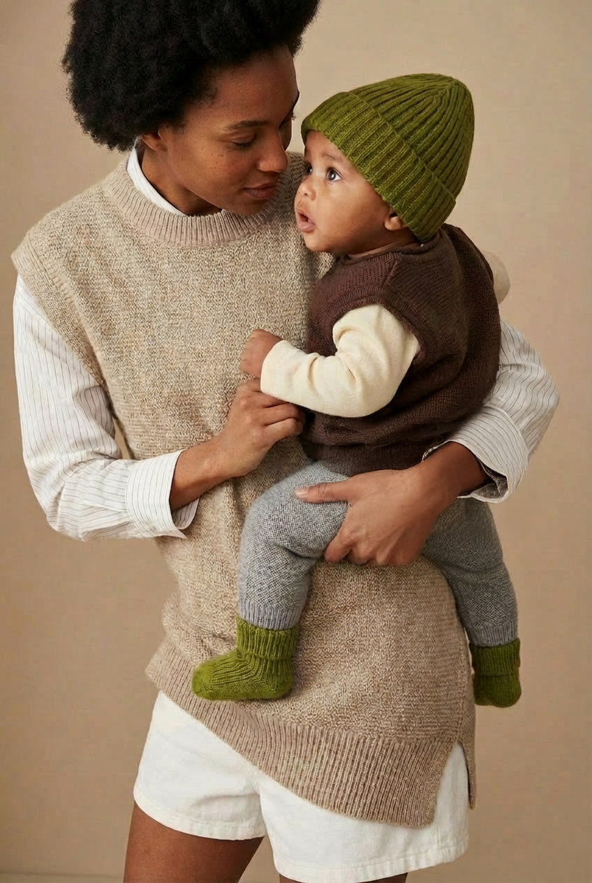 Merinowol gebreide babymuts – Pickle