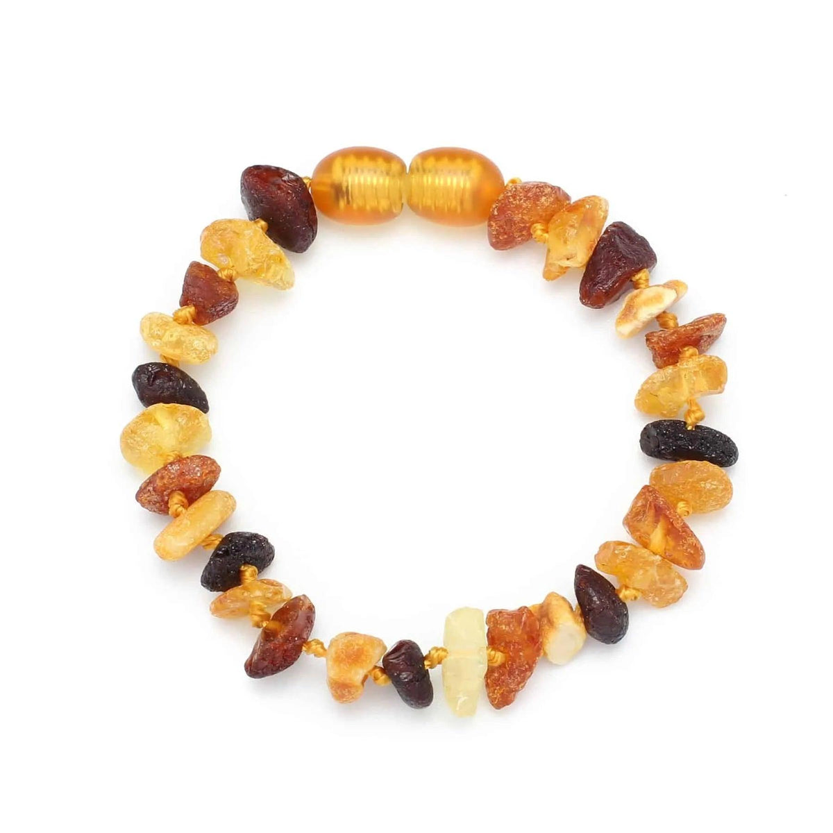 Barnsteen armbandje – chips – ruwe kraaltjes – 14 cm – Gemengde kleuren