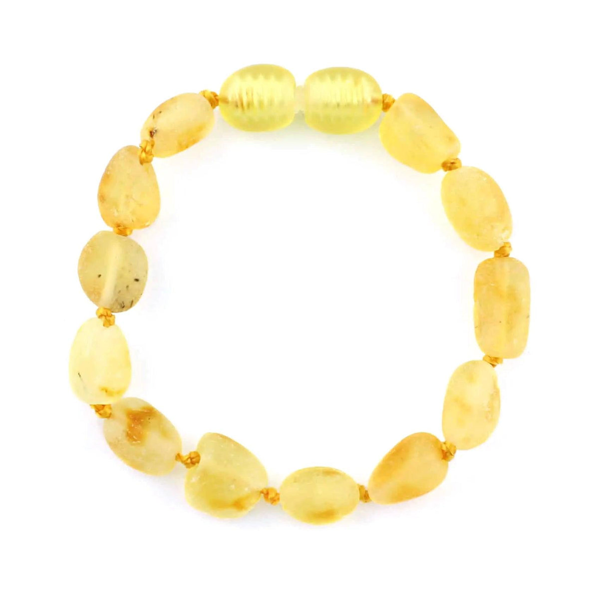 Barnsteen armbandje – ovalen ruwe kraaltjes – Citroen – 14 cm