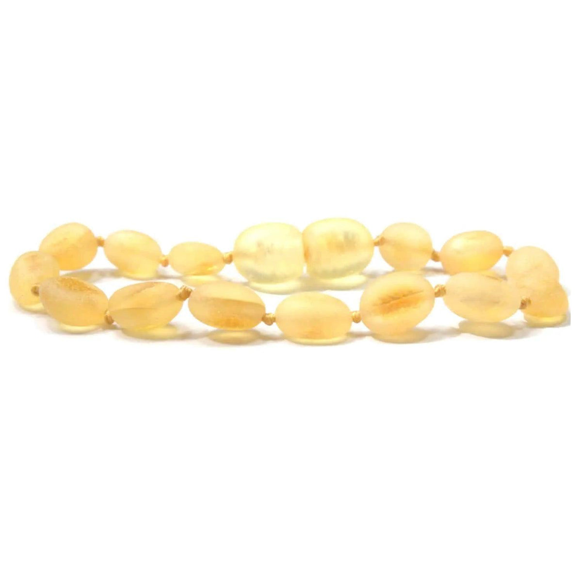 Barnsteen armbandje – ovalen ruwe kraaltjes – Citroen – 14 cm