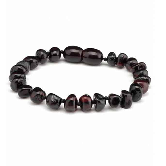 Barnsteen armbandje – ronde kraaltjes – gepolijst – 14 cm – Kers