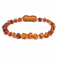Barnsteen armbandje – ronde kraaltjes – gepolijst – 14 cm – Cognac