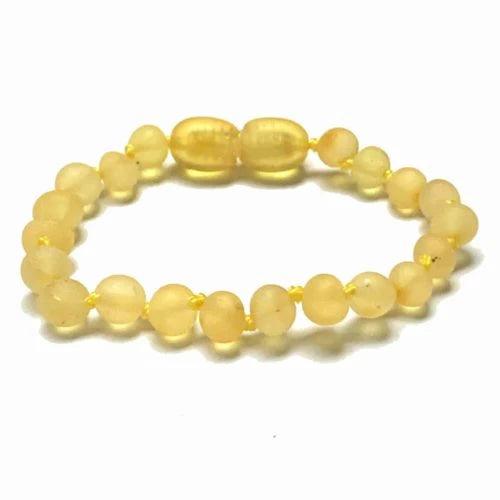 Barnsteen armbandje – ronde ruwe kraaltjes – 14 cm – Citroen